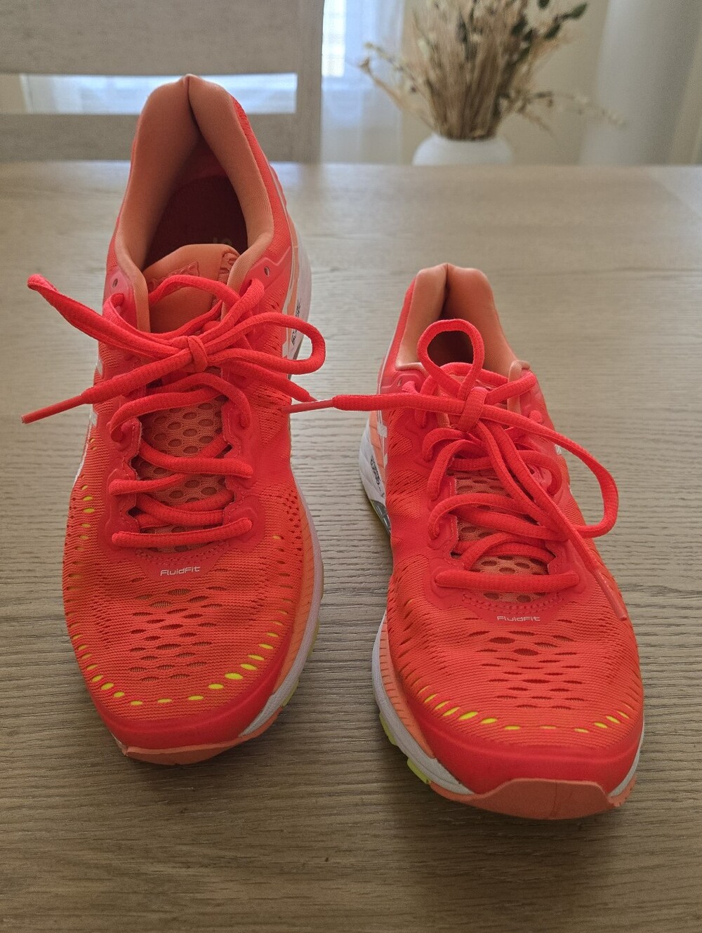 Asics Womens Sneakers in Coral and Neon Yellow-Green